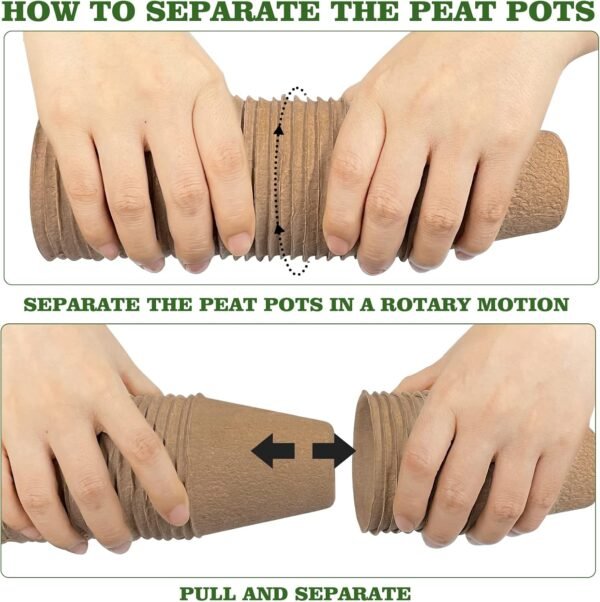 40Pcs 3.15 Inch Peat Pots, Biodegradable Eco-Friendly Round Plant Seedling Starters Kit, Seed Germination Trays with 10 Labels for Flower Vegetable Tomato Saplings & Herb Germination, Khaki - Image 5