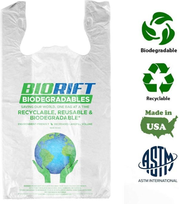 T Shirt Grocery Bags Bulk - 100% Biodegradable & Eco Friendly – Reusable Supermarket Small Trash Bags - Extra Strong Thank You Plastic Shopping Handles - Recyclable For Dog & Cat Poop (1000 Count) - Image 2
