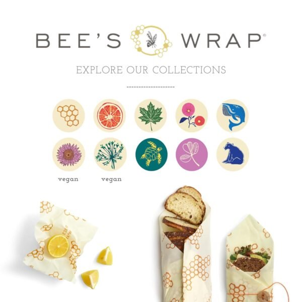 Bee's Wrap Reusable Vegan Alternative to Beeswax Food Wraps, Made in the USA, Eco Friendly Wraps for Food, Sustainable Bread Wraps, Organic Cotton Food Wraps, Sandwich Wrap for Bread, Vegan - Image 8
