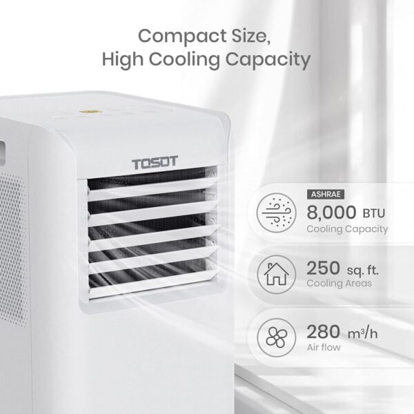 TOSOT 9,000 BTU Air Conditioner Easier to Install, Quiet and 3-in-1 Portable AC, Dehumidifier, Fan for Rooms up to 250 Sq Ft, Aovia Series, White - Image 2