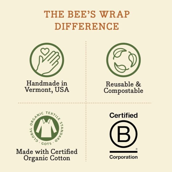 Bee's Wrap Reusable Vegan Alternative to Beeswax Food Wraps, Made in the USA, Eco Friendly Wraps for Food, Sustainable Bread Wraps, Organic Cotton Food Wraps, Sandwich Wrap for Bread, Vegan - Image 9