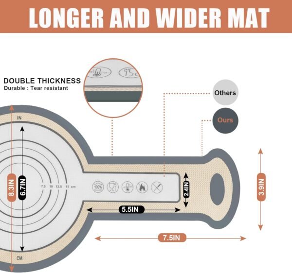 2 Pack Silicone Bread Sling, Non-Stick & Easy Clean Dutch Oven Baking Mat with Longer Handles, Silicone Baking Sling to Transfer SourDough Easily, Reusable Bread Mat Set with Storage Bracelets - Image 3