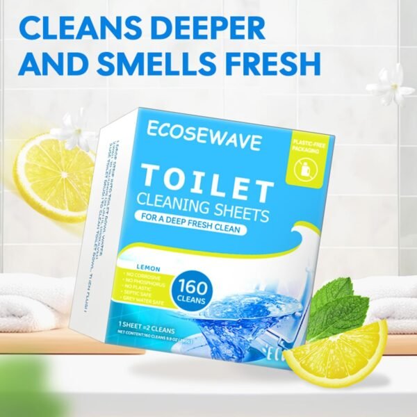 Toilet Bowl Cleaner Sheets,160 Cleans, Lemon,Friendly to your Septic,Plastic-Free Packaging,Sustainability, Toilet Bowl Cleaner Strips Great For Apartments, Dorms,Vanlife - Image 6