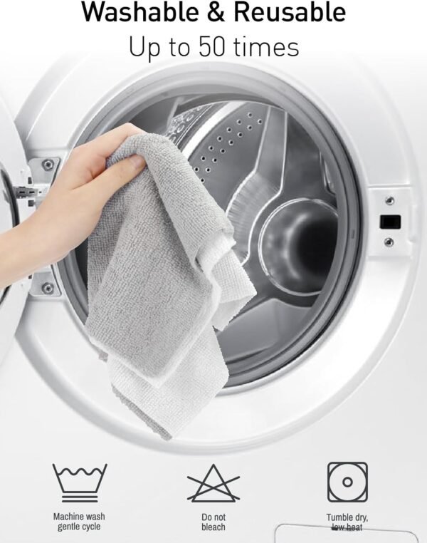 Tear-Away Paperless Paper Towels Roll- 50 Pack, 12x12'', Reuseable Washable Cloth for Home Kitchen Cleaning (Gray) - Image 4