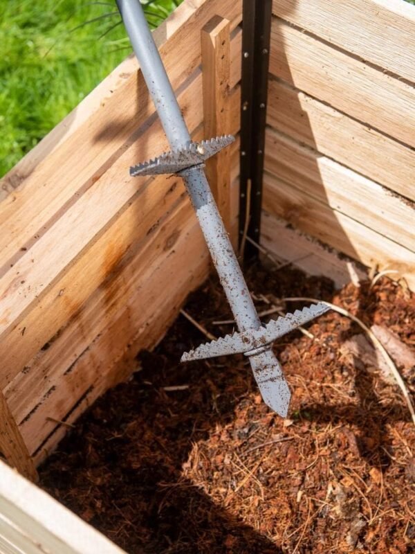 Gardener's Supply Company Double-up Compost Aerator Tool - Durable Steel with Rubber Handle for Easy Turning & Mixing Outdoor Compost Bin