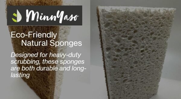 12 Pack Natural Sponges | Hemp Sisal Plant Based Scrubber Scouring Sponge | Eco-Friendly Odor Free Biodegradable Compostable Wood Pulp | Sustainable Scrub Pads for Kitchen, Dishes, Bathroom - Image 5