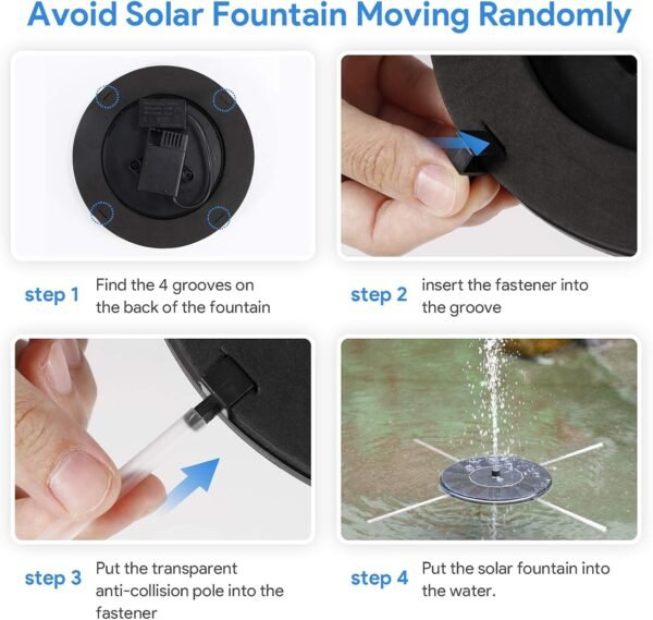Solar Fountain, Floating Solar Powered Water Fountain Pump for Bird Bath, Garden, Pond, Pool, Outdoor (1.4W) - Image 6