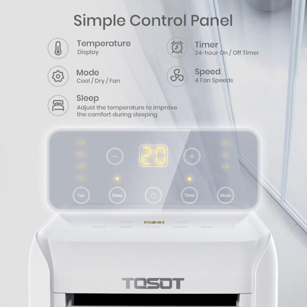 TOSOT 9,000 BTU Air Conditioner Easier to Install, Quiet and 3-in-1 Portable AC, Dehumidifier, Fan for Rooms up to 250 Sq Ft, Aovia Series, White - Image 4