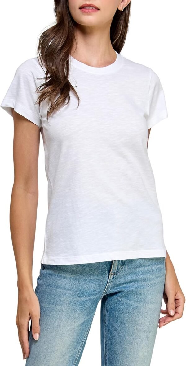 Women's GOTS Certified 100% Organic Cotton Slub Crewneck T Shirt Short Sleeve Tee Tops - Image 2