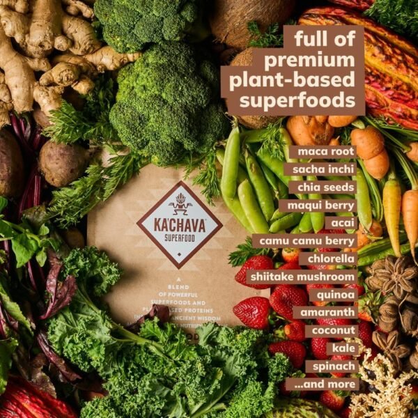 Ka’Chava All-In-One Nutrition Shake Blend, Chocolate, 85+ Superfoods, Nutrients & Plant-Based Ingredients, 26g Vitamins and Minerals, 25g Plant-Based Protein, 2lb - Image 4