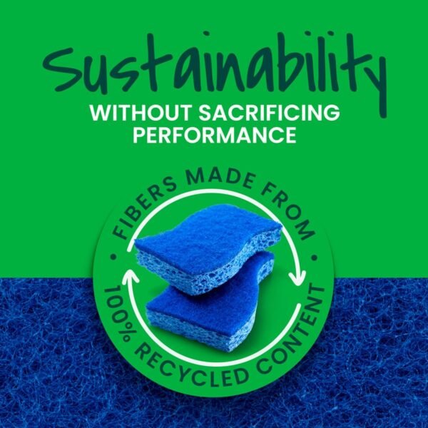 Scotch-Brite Zero Scratch Non-Scratch Scrub Sponges, For Washing Dishes and Cleaning Kitchen, 9 Scrub Sponges, Blue - Image 6