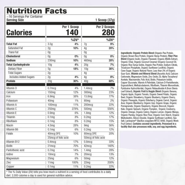Meal Replacement Shake, Organic | Purely Inspired All-in-One Plant Based Protein Powder for Women & Men Shake Vanilla, 1.3 Pounds - Image 7