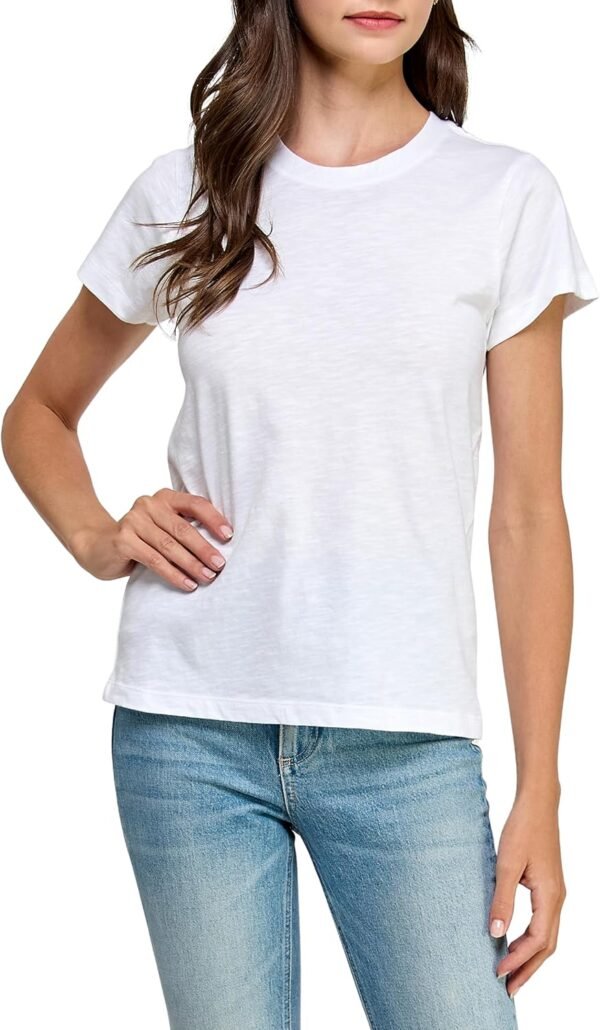 Women's GOTS Certified 100% Organic Cotton Slub Crewneck T Shirt Short Sleeve Tee Tops - Image 3