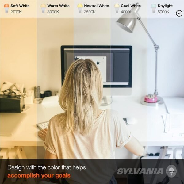 SYLVANIA ECO LED A19 Light Bulb, 60W Equivalent, Efficient 9W, 7 Year, 750 Lumens, Non-Dimmable, Frosted, 5000K Daylight, Pack of 24 (40987) - Image 5