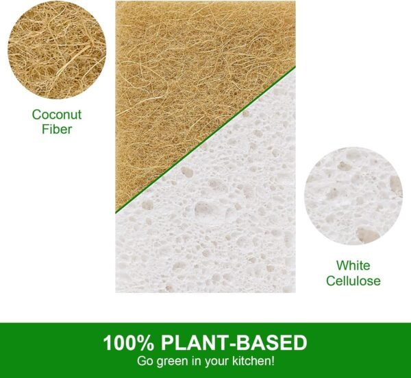 12 Pack Biodegradable Sponges - Sponges Kitchen Natural Sponges for Dishes Natural Sponge Dish Sponge - Eco Friendly Sponges Natural Kitchen Sponge - Image 2