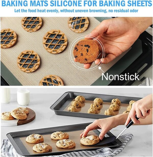 Silicone Baking Mat Sheet 2-Pack,Reusable & Nonstick Bakeware Mats for Cookies, Macarons, Bread and Pastry,Silicone Mats for Baking - Baking Mat For Oven - (16.5" x 11.6") - Image 5