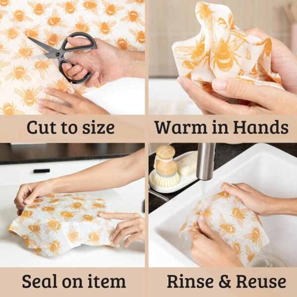 XXL Reusable Beeswax Wrap Roll 14 x 55 in | Cut to Size Beeswax Wraps for Food | Fold into Beeswax Bread Bags For Homemade Bread | Cute Beeswax Reusable Food Wraps | Gift a Reusable Beeswax Food Wrap - Image 6