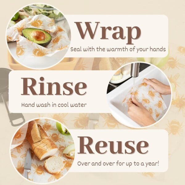 XXL Reusable Beeswax Wrap Roll 14 x 55 in | Cut to Size Beeswax Wraps for Food | Fold into Beeswax Bread Bags For Homemade Bread | Cute Beeswax Reusable Food Wraps | Gift a Reusable Beeswax Food Wrap - Image 2