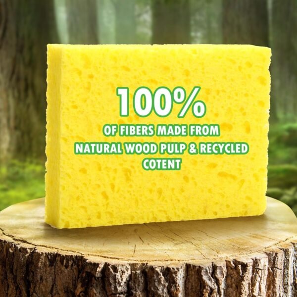 12 Counts Multipurpose Kitchen Sponges Pack Compostable Biodegradable Cellulose Sponges 18X Super Absorption Compressed Eco Household Sponges - Image 2