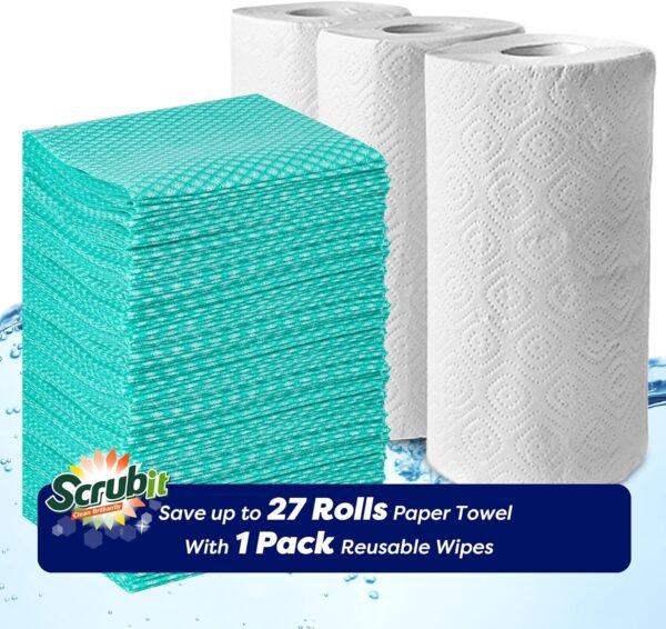 SCRUBIT Reusable Cleaning Wipes, Handy Wipes for Kitchen and Office - Dish Cloths for Washing Dishes - Multi Purpose Disposable Cleaning Towels (12 x 20 in) 72 Pack (Green) - Image 3