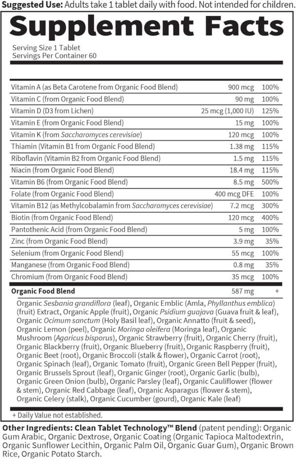 Garden of Life Organics Men's Once Daily Whole Food Multivitamin - 60 Tablets, Vegan Mens Multi for Health & Well-Being, Organic Mens Vitamins & Minerals, Vitamin C, Zinc - Image 6