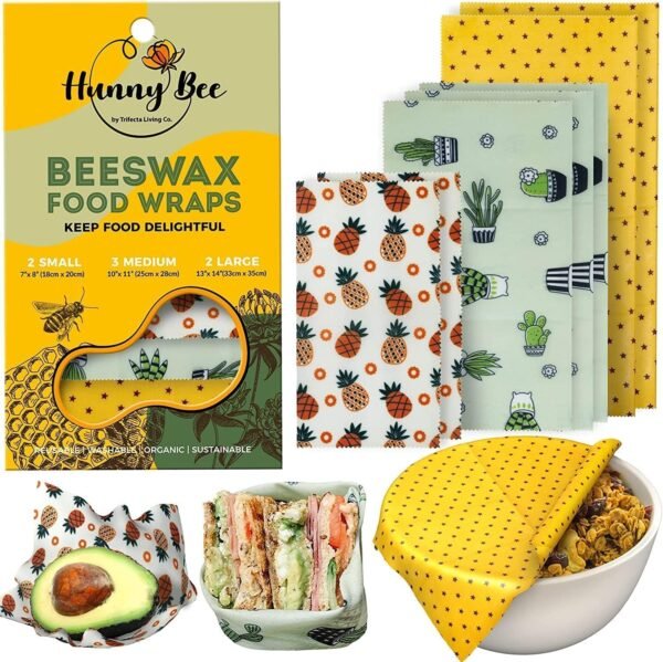 Versatile Beeswax Wraps,Set of 7-Fresh Food Keeper, Durable & Easily Cleaned, Sustainable Step Towards a Zero-Waste Kitchen, Unique Designs (Pineapple, Cactus, Star) - Image 8