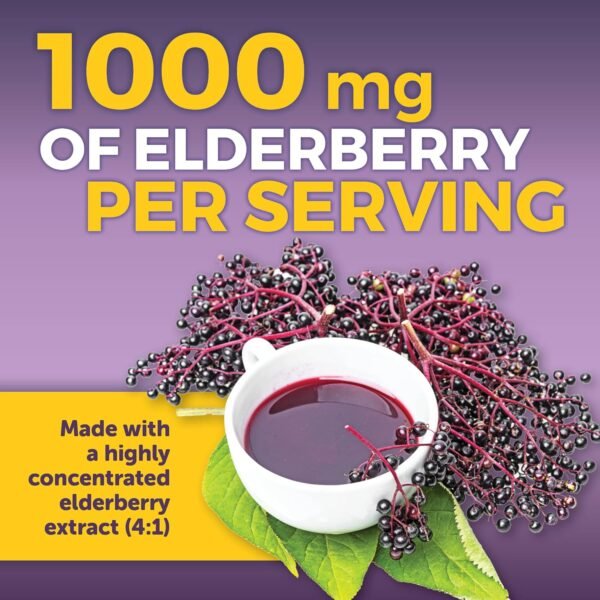 Viva Naturals Elderberry with Vitamin C and Zinc for Adults - 5 in 1 Sambucus Black Elderberry Capsules with Vitamin D3 5000 IU, Elderberries Immune Support Supplement 2 Months Supply Pills - Image 5