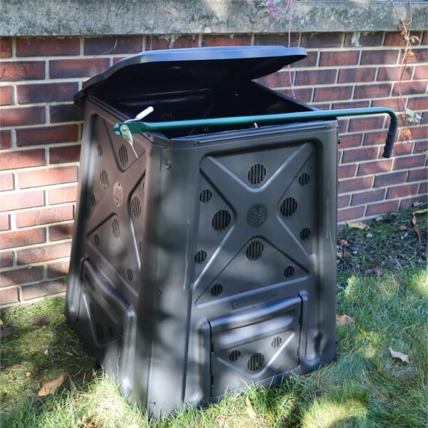 Redmon 65 Gallon Outdoor Compost Bin with Snapping Lift Off Lid, 4 Door Access, and Multiple Vent Holes for Garden and Landscaping, Black - Image 4