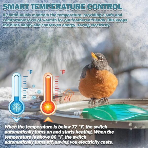 Bird Bath Heater for Outdoors in Winter - 80W Bird Bath Deicer with Thermostatic Control - Energy Saving and Durable - Full - Covered Aluminum Heated - Ideal for Patio, Yard, and Garden - Image 3
