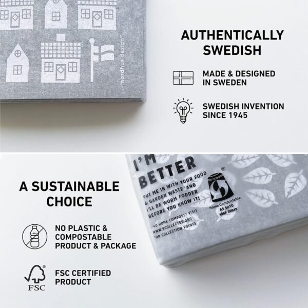 Swedish Dishcloths,10 Grey Cloths, Made in Sweden - Reusable, Washable Cellulose Cotton Kitchen Cloths - Replace Paper Towels, Wipes, Sponges, Dish Rags - Image 8