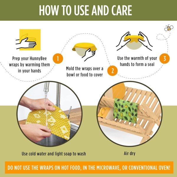 Versatile Beeswax Wraps,Set of 7-Fresh Food Keeper, Durable & Easily Cleaned, Sustainable Step Towards a Zero-Waste Kitchen, Unique Designs (Honeycomb, Lemon, Tropical Animals) - Image 4