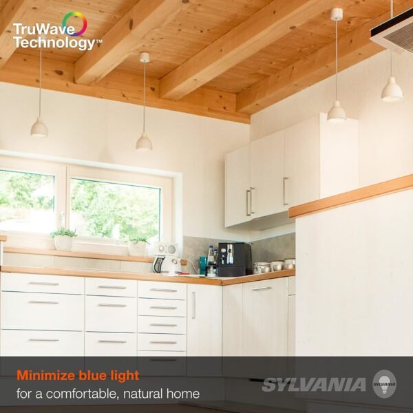 SYLVANIA LED TruWave Natural Series Light Bulb, 60W Equivalent, Efficient 8W A19, Medium Base, Dimmable, 800 Lumens, 2700K, Soft White, Clear - 6 Count (Pack of 1) (40806) - Image 5
