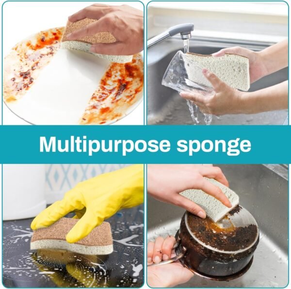 10PCS Natural Sponges for Dishes - Biodegradable Sponges Kitchen Eco Friendly Dish Sponge Non-Scratch Sponges for Cleaning Kitchen - Image 6