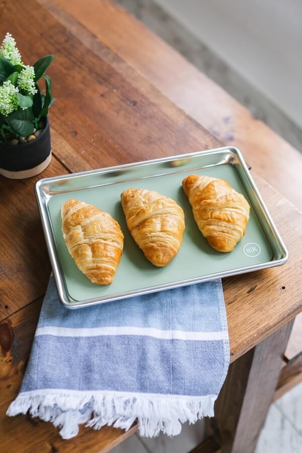 The Silicone Kitchen Silicone Oven Baking Mats, Dishwasher Safe, BPA Free, Extra Thick, Quarter Sheet 8 in by 11.75 in, Green and Gray - Image 3