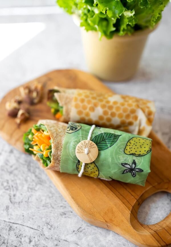Versatile Beeswax Wraps,Set of 7-Fresh Food Keeper, Durable & Easily Cleaned, Sustainable Step Towards a Zero-Waste Kitchen, Unique Designs (Honeycomb, Lemon, Tropical Animals) - Image 5