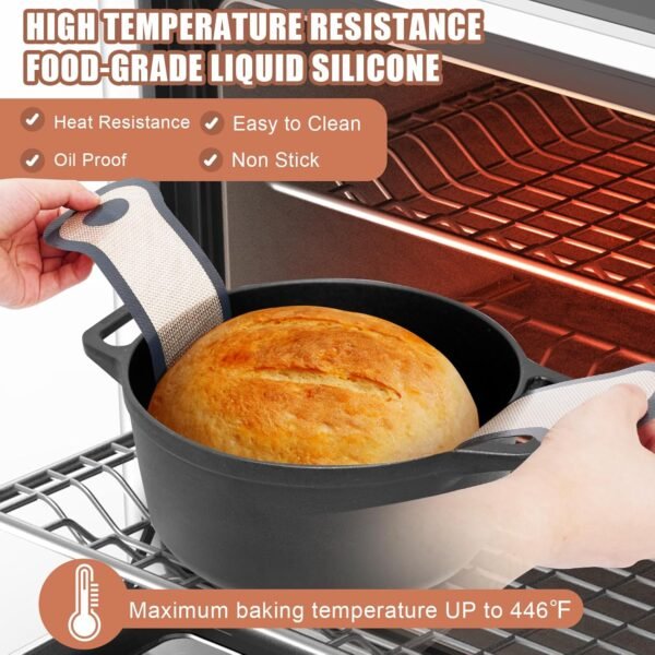 2 Pack Silicone Bread Sling, Non-Stick & Easy Clean Dutch Oven Baking Mat with Longer Handles, Silicone Baking Sling to Transfer SourDough Easily, Reusable Bread Mat Set with Storage Bracelets - Image 6