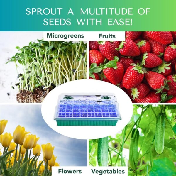 Upgraded Seed Starter Tray with Grow Lights and Heat Mat, 3-in-1 Soil Meter, & Sticky Gnat Traps, 40-Cell Seed Growing Tray, Germination & Plant Propagation Station for Indoor Plants - Image 5