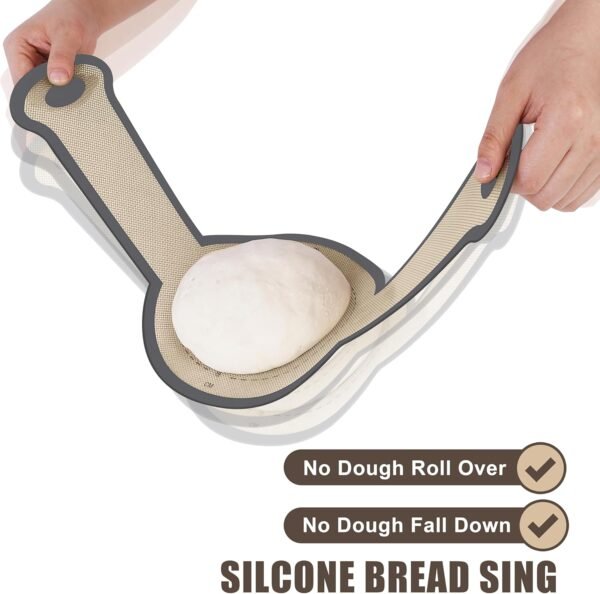 2 Pack Silicone Bread Sling, Non-Stick & Easy Clean Dutch Oven Baking Mat with Longer Handles, Silicone Baking Sling to Transfer SourDough Easily, Reusable Bread Mat Set with Storage Bracelets - Image 2