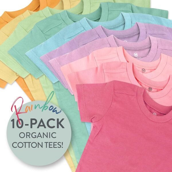 HonestBaby Multipack Short Sleeve T-Shirt Tee 100% Organic Cotton Infant Baby, Toddler, Little Kids Boys, Girls, Unisex - Image 3