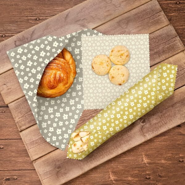 Reusable Beeswax Food Wraps Assorted 3 Pack, Eco-Friendly Wax Sheet Wrappers, Biodegradable Organic Cloth, Zero Waste Kit, Sustainable Gifts - Image 4