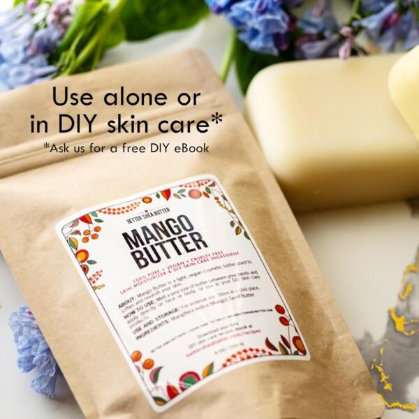 Better Shea Butter Raw Mango Butter - 100% Natural Mango Seed Butter - Skin and Hair Moisturizer - Use with Shea in DIY Whipped Body Butter, Mango Body Lotion, Lip Gloss and Soap Making, 8 oz Jar - Image 3