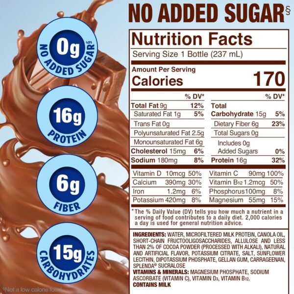 SPLENDA Diabetes Care Shakes - Meal Replacement Shake, 8 Fluid Ounces Per Bottle (Milk Chocolate, 12 Pack) - Image 4