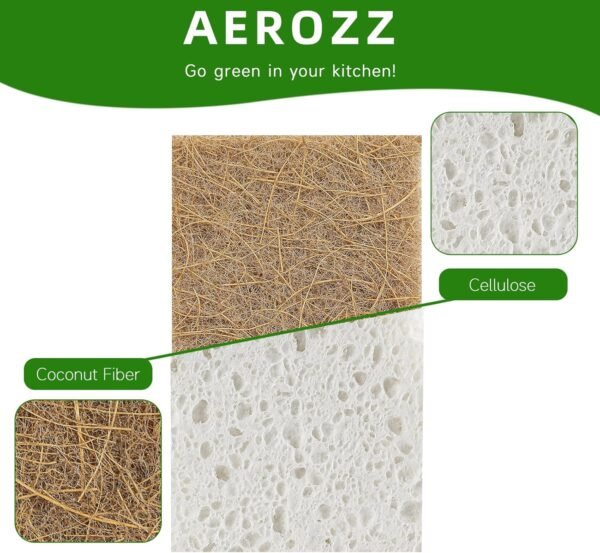 10 Pack Biodegradable Sponges - Sponges Kitchen Natural Sponges for Dishes Natural Sponge Dish Sponge - Eco Friendly Sponges Natural Kitchen Sponge - Image 2