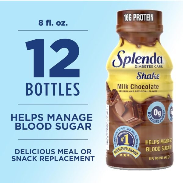 SPLENDA Diabetes Care Shakes - Meal Replacement Shake, 8 Fluid Ounces Per Bottle (Milk Chocolate, 12 Pack) - Image 2