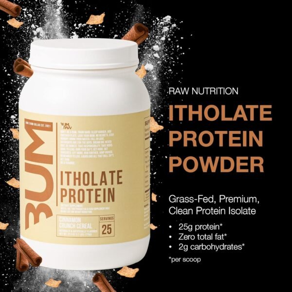 RAW Whey Isolate Protein Powder, Cinnamon Crunch (CBUM Itholate Protein) - 100% Grass-Fed Sports Nutrition Powder for Muscle Growth & Recovery - Low-Fat, Low Carb, Naturally Flavored - 25 Servings - Image 2