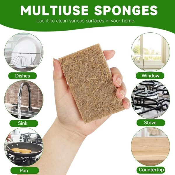 10 Pack Biodegradable Sponges - Sponges Kitchen Natural Sponges for Dishes Natural Sponge Dish Sponge - Eco Friendly Sponges Natural Kitchen Sponge - Image 5
