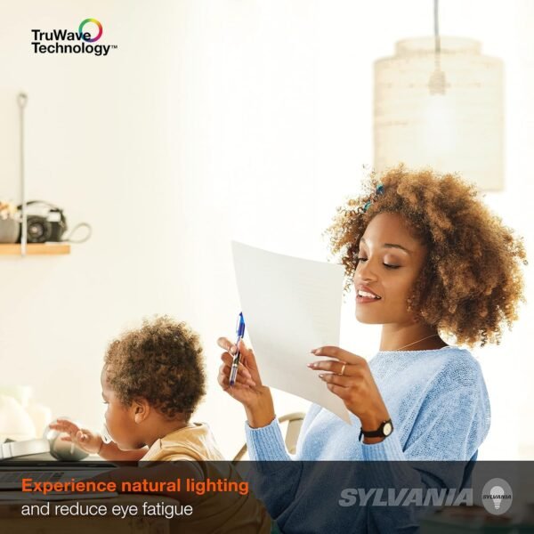 SYLVANIA LED TruWave Natural Series Light Bulb, 60W Equivalent, Efficient 8W A19, Medium Base, Dimmable, 800 Lumens, 2700K, Soft White, Clear - 6 Count (Pack of 1) (40806) - Image 4