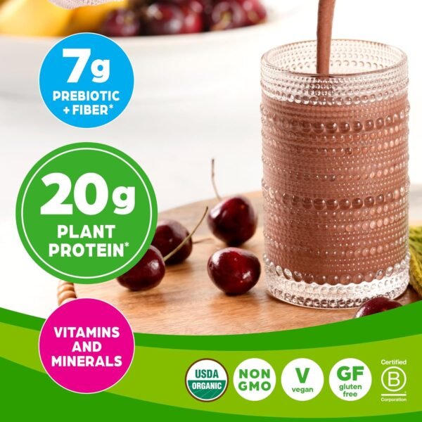 Orgain Organic Meal, Vegan Meal Replacement Protein Powder, Creamy Chocolate Fudge - 20g Plant Based Protein, 7g Prebiotic Fiber, Fruits, Vegetables & Greens, Gluten Free, Shakes & Smoothies, 2.01lb - Image 3
