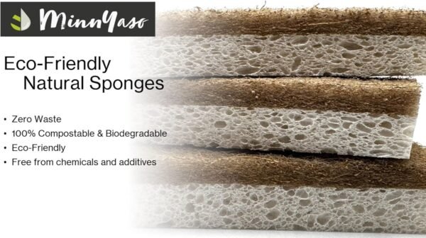 12 Pack Natural Sponges | Hemp Sisal Plant Based Scrubber Scouring Sponge | Eco-Friendly Odor Free Biodegradable Compostable Wood Pulp | Sustainable Scrub Pads for Kitchen, Dishes, Bathroom - Image 4