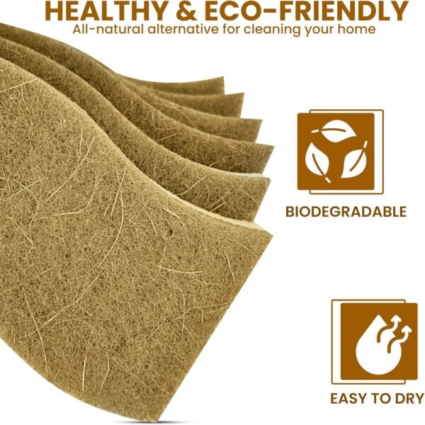 12PCS Natural Kitchen Sponges - Biodegradable Non-Scratch Cellulose and Coconut Fiber Sponge - Pack of 12 Compostable Sustainable and Durable Sponges for All Surfaces - EcoFriendly Sponge for Dishes - Image 2